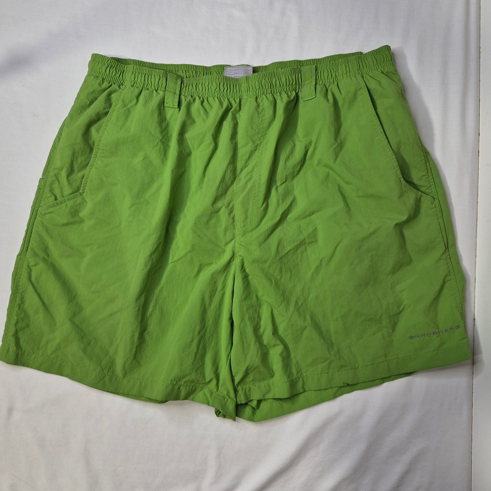 Columbia PFG Swim Trunks Mens Large Green Performance Fishing Gear Lined Pockets - Picture 2 of 10